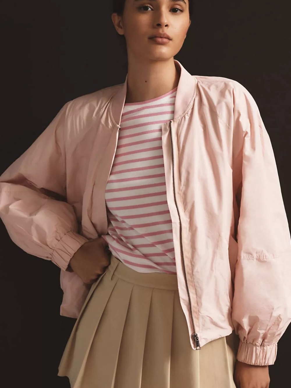 NWT Anthropologie Maeve Balloon-Sleeve Bomber Jacket